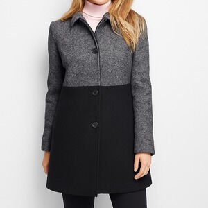 Lands’ End Two-Tone Wool-Blend Coat — Size 16P (Petite) | Gray/Black Color-Block